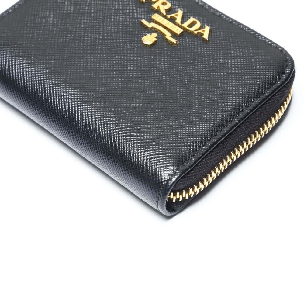 Prada Saffiano Leather Round Zip Wallet/Coin Case Compact Black - Picture 7 of 12